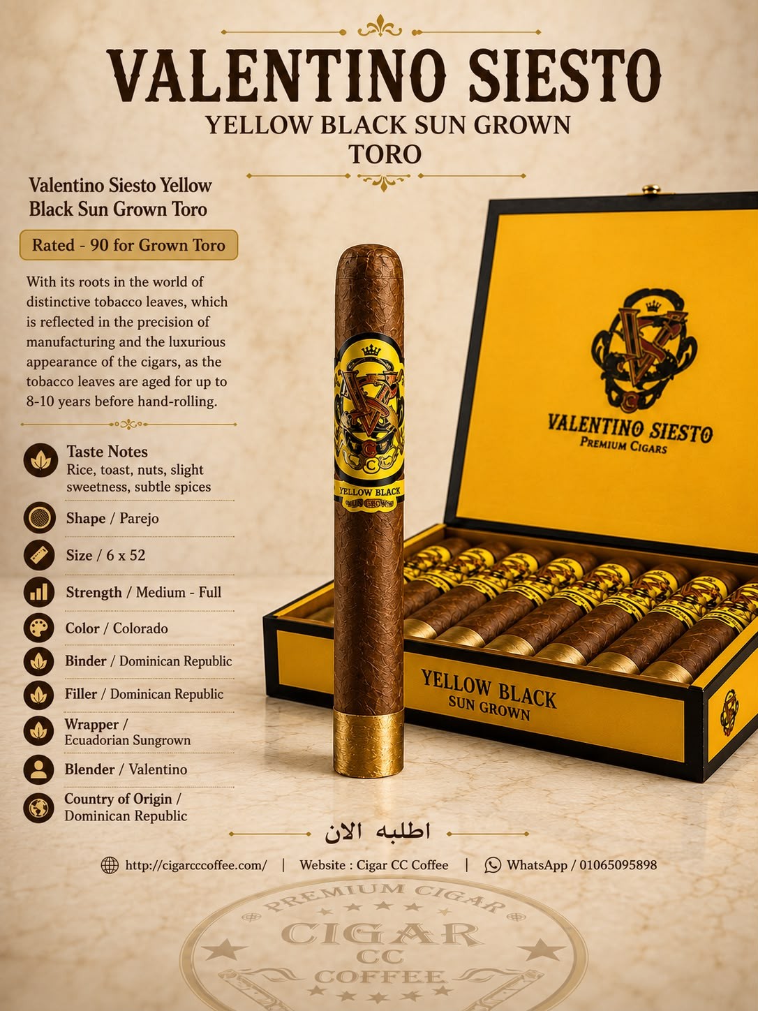Valentino Siesto Yellow Black Sun Grown Toro